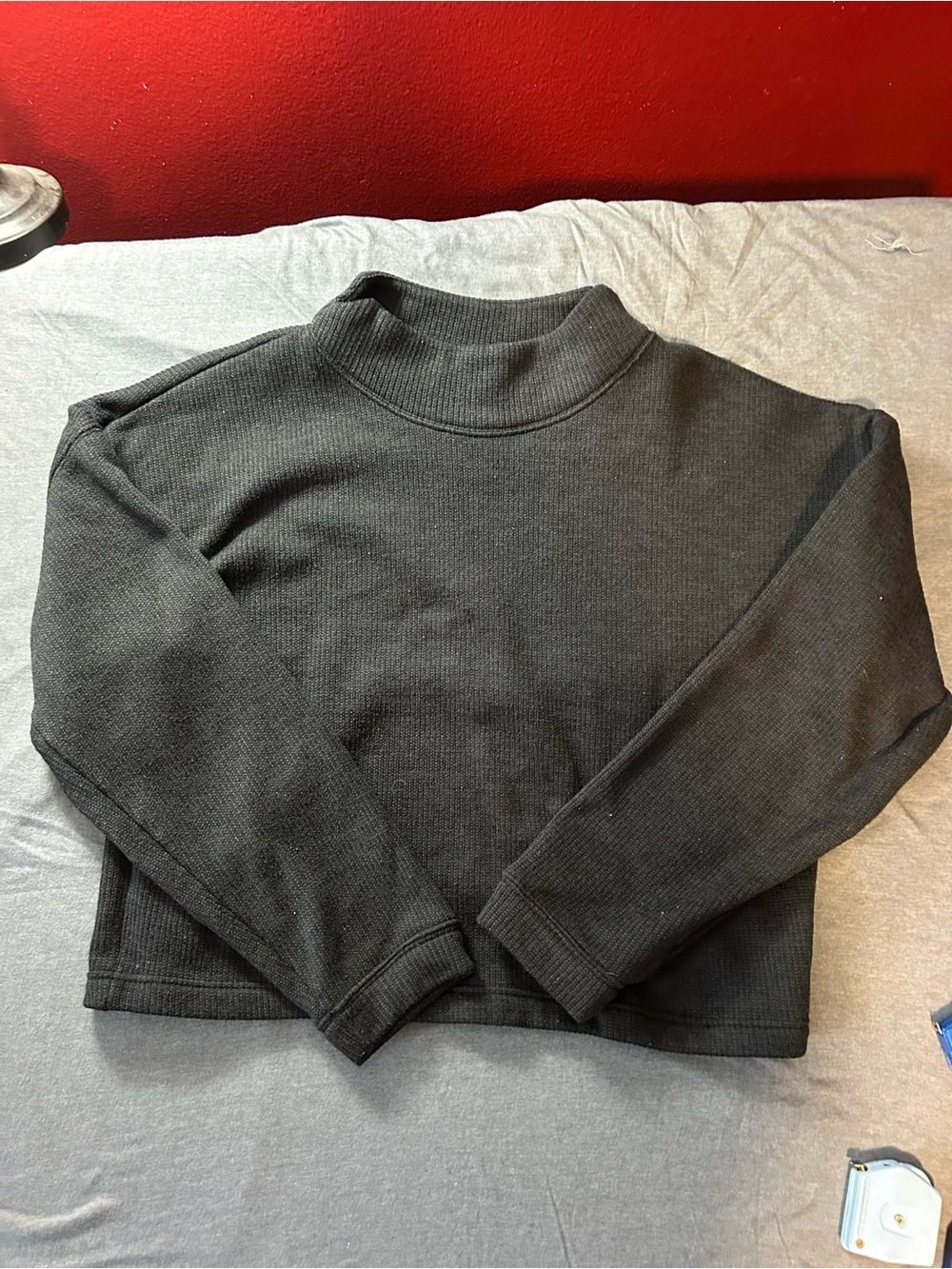 Prana Black Mockneck Thermal Knit Sweater